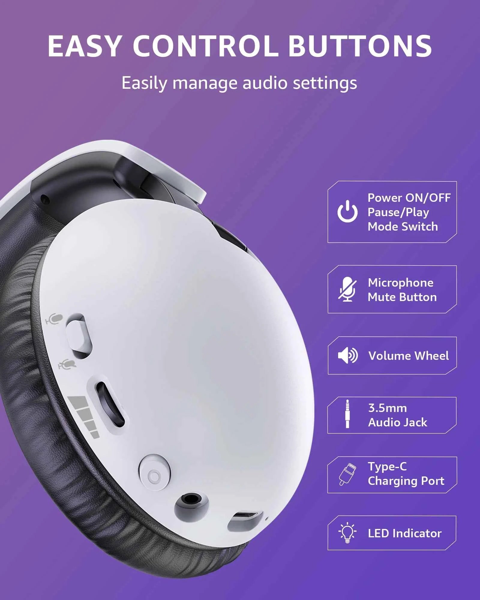 Acincai BL500 Wireless Gaming Headset with Mic for PS5,PS4,PC,Bluetooth Gaming Headphones and microphone