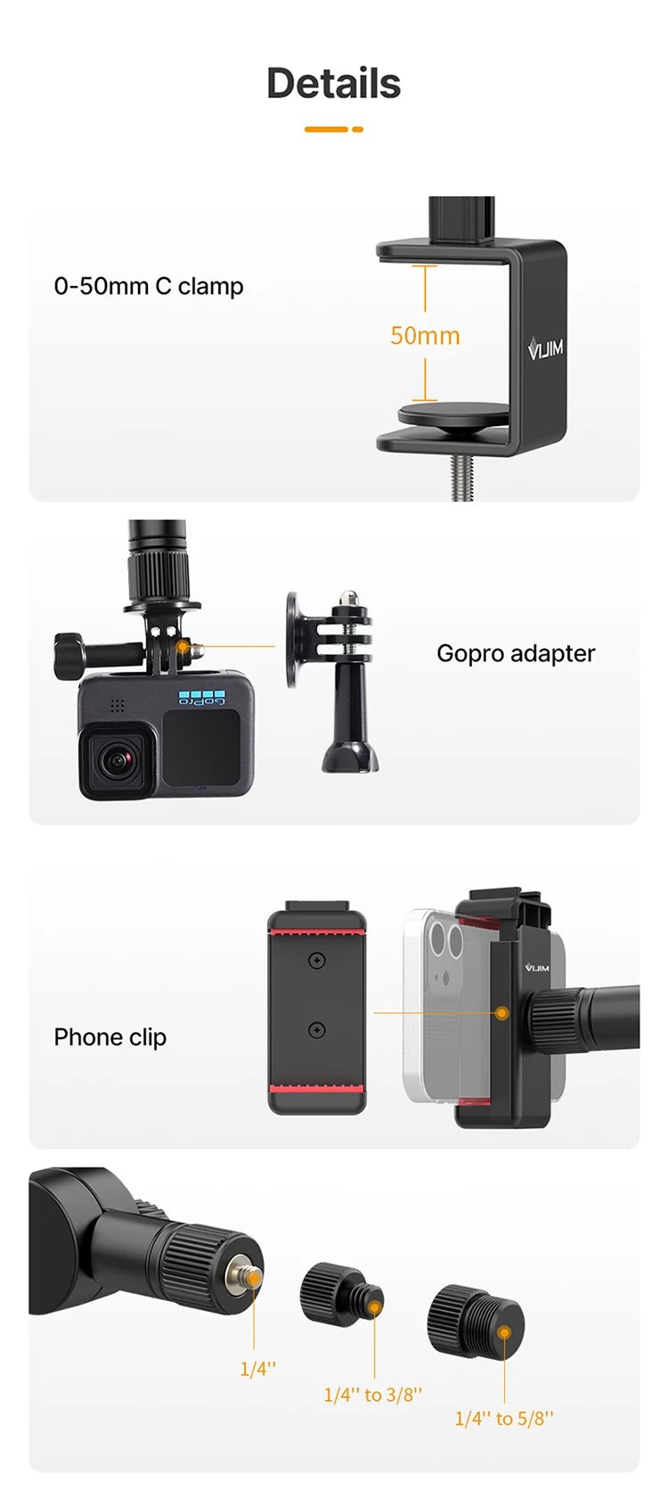 Vijim LS24/LS25 Microphone Boom Arm Stand – Heavy Duty Adjustable Desk Mount for Blue Yeti, DSLR Camera, Smartphone & Streaming Setup