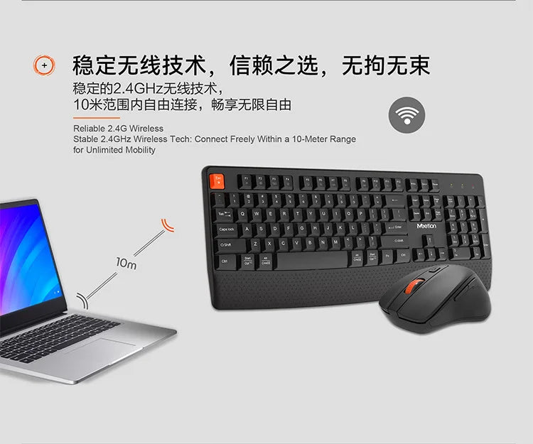 2.4G Wireless Keyboard Mouse Set For PC Laptop Ergonomic Low Noise Keyboard Mouse Combo 1600DPI Adjustable Mouse For Home Office