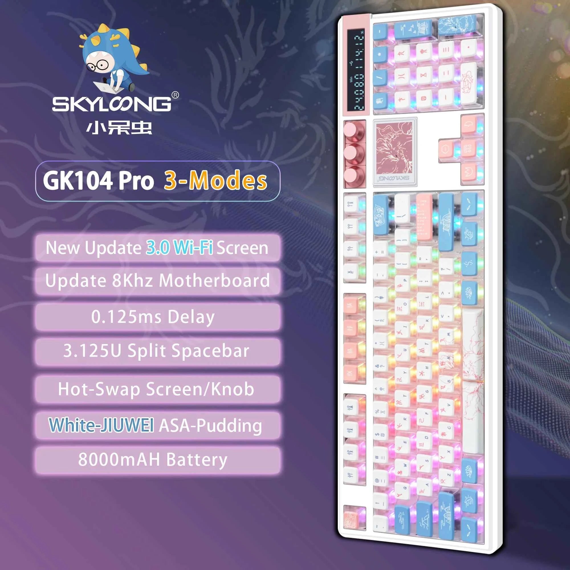 SKYLOONG GK104 Pro Mechanical E-sport Gamer Keyboard Full-Size Wireless Keyboard RGB Backlit Hot-Swappable Game Keyboard for PC