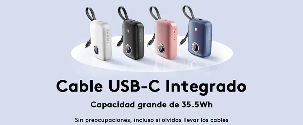 10000mAh Mini Power Bank，Ultra Compact Portable Charger with Built-in Cable，22.5W Fast Charger for iPhone Samsung Android.