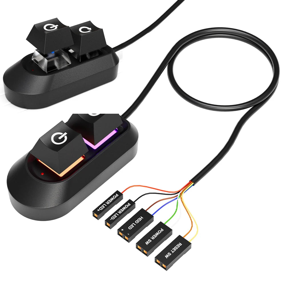 2M Desktop Computer Power Button External Power Switch Power Supply Button Restart Button Motherboard Switch On Off for PC Case