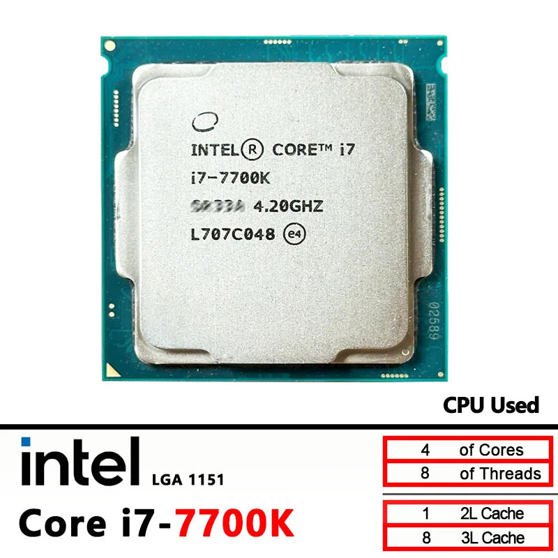 Intel Used Core i7-7700K i7 7700K 4.2 GHz 8M 91W CPU processor LGA 1151 - WinSupport Tech