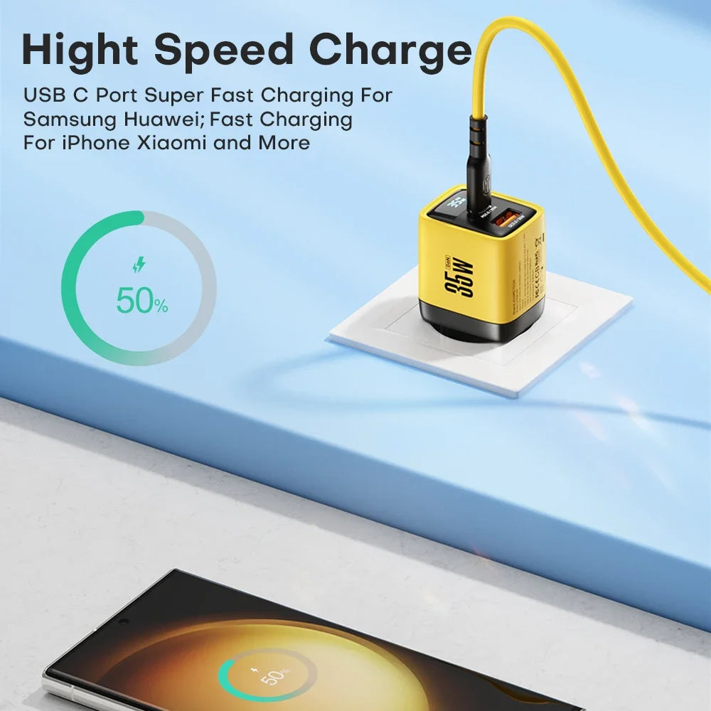 35W GaN Charger LED Display USB Charger for IPhone 14 Pro Samsung Xiaomi IPad Pro PD 3.0 QC 3.0 Quick Charger USB C Fast Charge