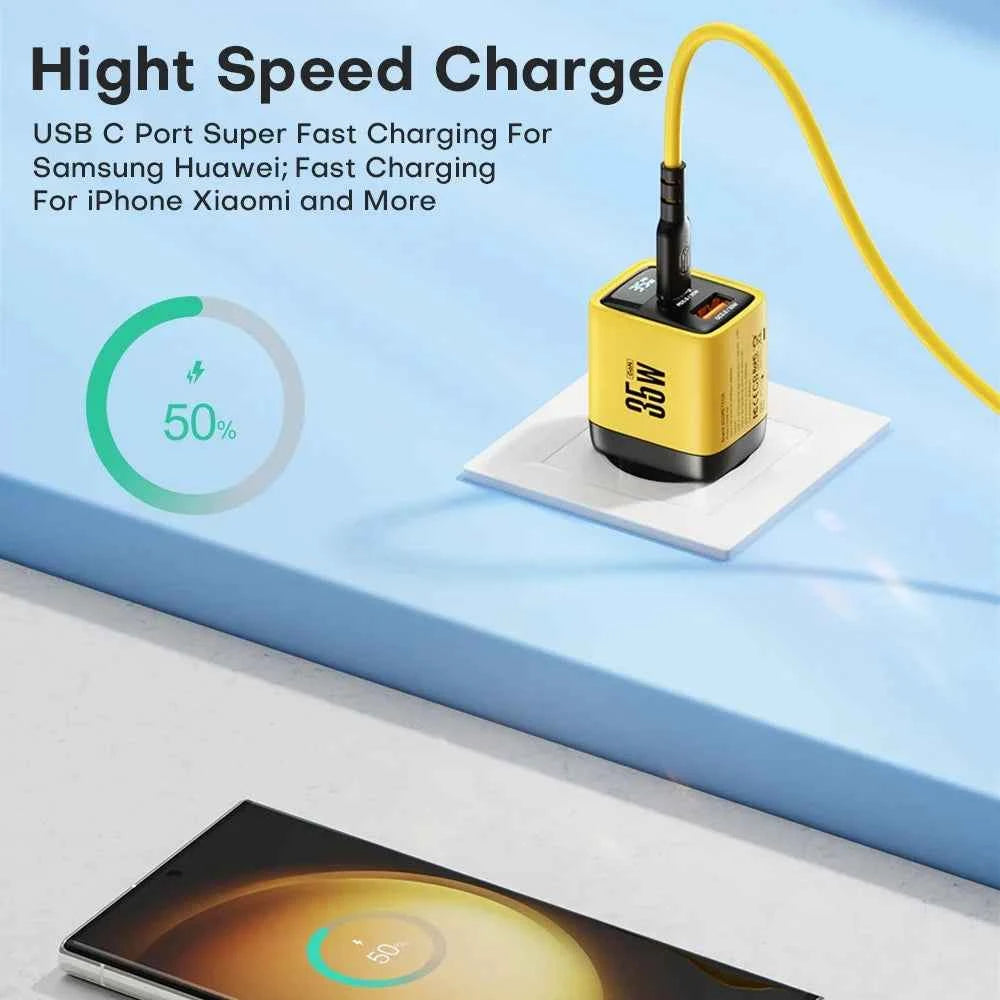 35W GaN Charger LED Display USB Charger for IPhone 14 Pro Samsung Xiaomi IPad Pro PD 3.0 QC 3.0 Quick Charger USB C Fast Charge