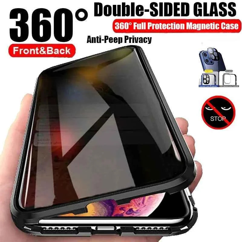 Anti Peeping Metal Phone Case For Samsung Galaxy S25 S24 S23 S26 Ultra Plus 360 Degree Privacy Protection Magnetic Phone Cov