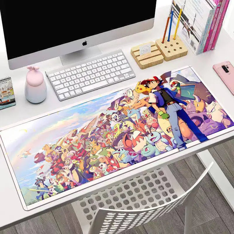 Animated Pokémon Pikachu High Definition Printed Leather Mouse Pad Pokémon Game Oversize Gaming Keyboard Desktop Pad Writing Pad