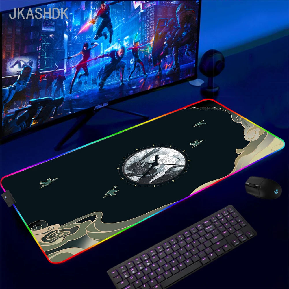 Large RGB Mouse Pad Koi Fish Gaming Mousepad LED Mouse Mat Gamer Mousepads Yin Yang Desk Pads RGB Keyboard Mause Mats XXL 100x50