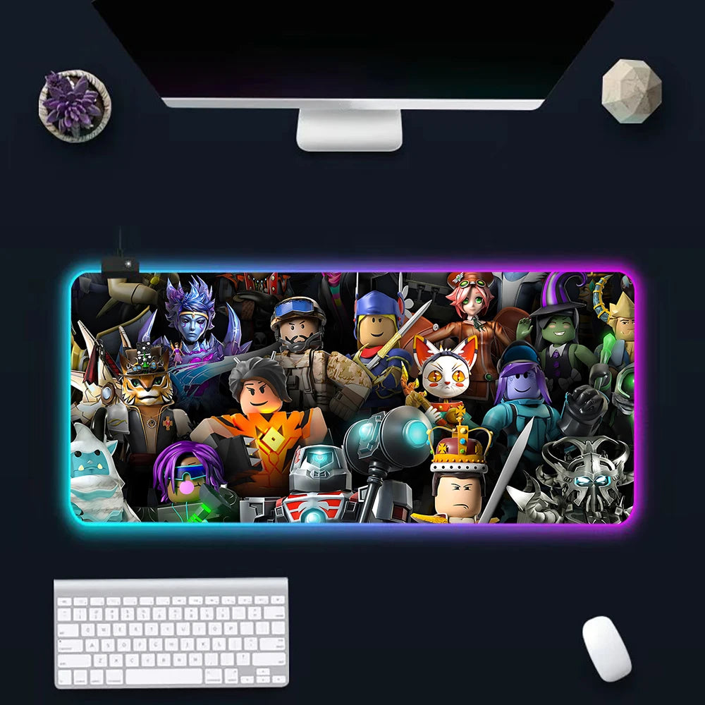 Hot game R-robloxs Cartoon RGB Pc Gamer Keyboard Mouse Pad Mousepad LED Glowing Mouse Mats Rubber Gaming Computer Mausepad
