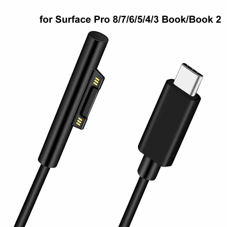 PD 65W Fast Charging USB Type C Power Supply Cable for Microsoft Surface Pro 7 3 4 5 6 15V 3A Tablet Charger USB C Adapter Cable