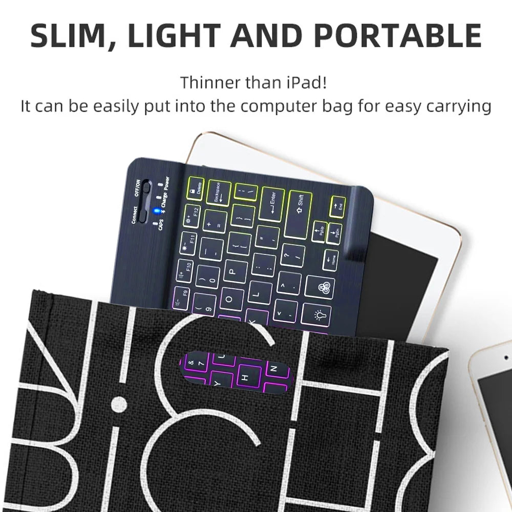 2026 Portable Bluetooth Backlit Keyboard For Xiaomi iPad / iOS Android Windows Tablet Phone Wireless Keyboard With Mouse Spanish
