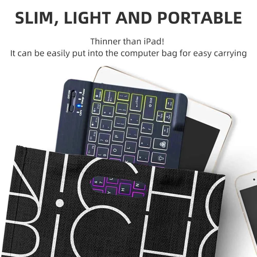 2026 Portable Bluetooth Backlit Keyboard For Xiaomi iPad / iOS Android Windows Tablet Phone Wireless Keyboard With Mouse Spanish