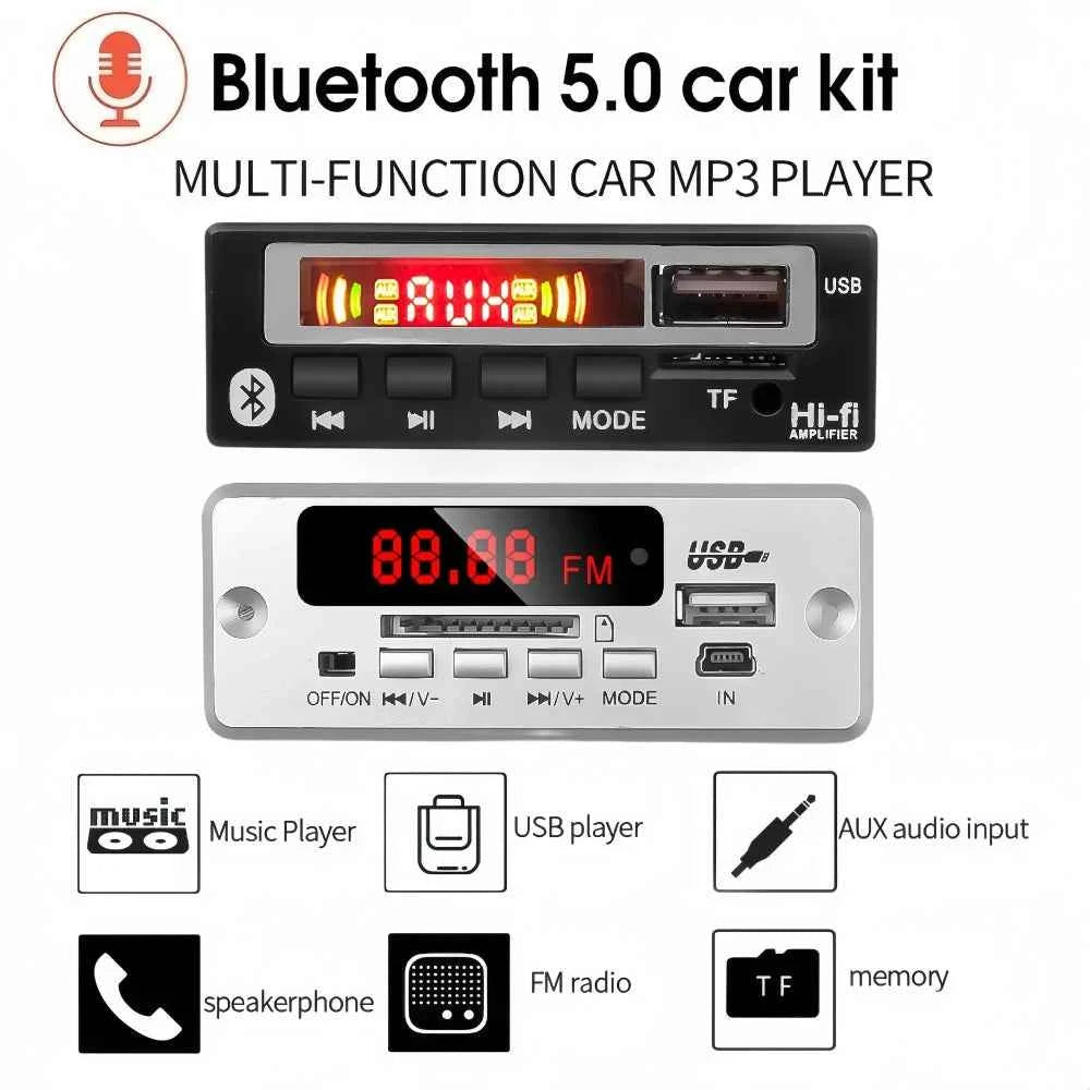 DC 12V MP3 Decoder Board Bluetooth Wireless MP3 Player USB TF FM Radio Module Car Kit For Speaker With Handsfree Voice Record