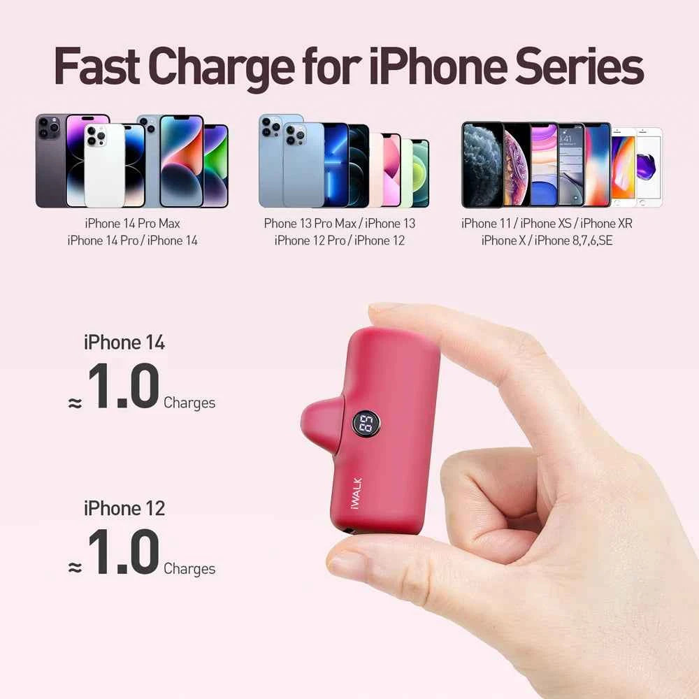 IWALK Capsule Power Bank Mini Portable Wireless Backup Battery Fast Charging Power Supply 4800mAh Suitable for iPhone Lightning