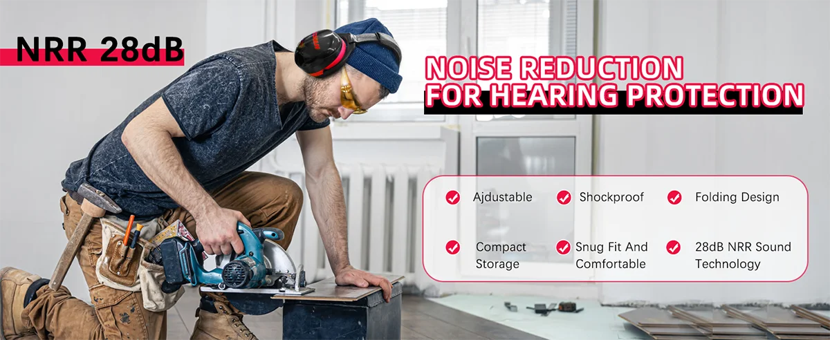 ZOHAN Noise Reduction Earmuffs Hearing Protection Safety Earmuffs Ear Defenders NRR 28dB For Autism Shooting Mowing Fire works