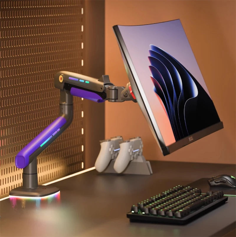 NB G60 E5 F5 Gaming Monitor Arm 32-60 Inch Curved Arc Screen Desktop 2-20kgs Ultra Wide Monitor Holder Mount with RGB Light