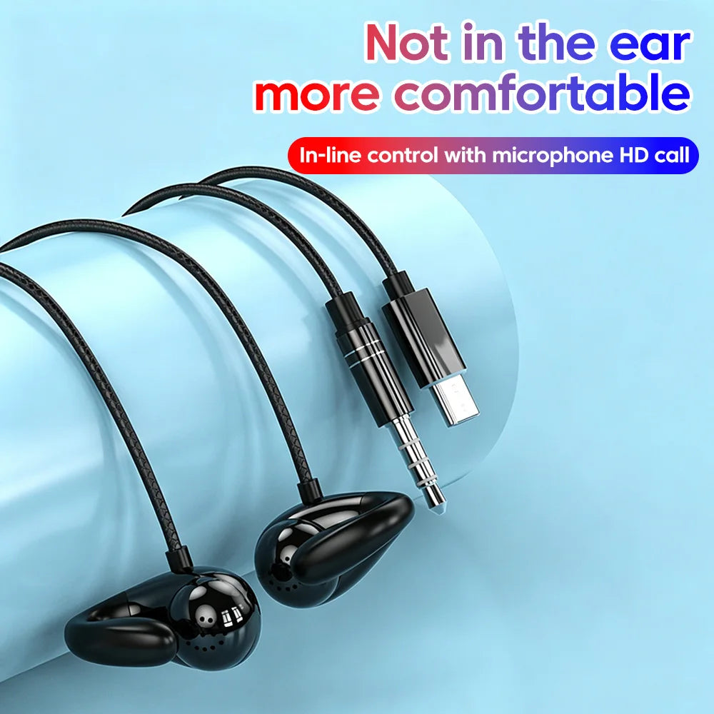 Type C Over-ear Wired Headphones With 3.5mm Ear Clips Non-inferior Earphones Wireless Control With Microphone Limited Editio