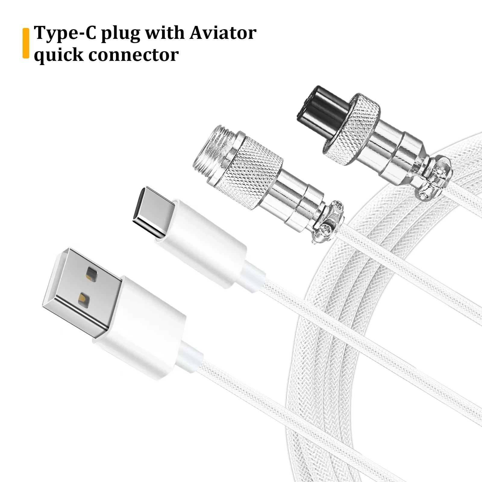 USB Type C Mechanical Keyboard Coiled Cable Hardware Linker Usb GX16 Aviation Mechanical Cable Spiral Gaming Usb Keyboard Cable