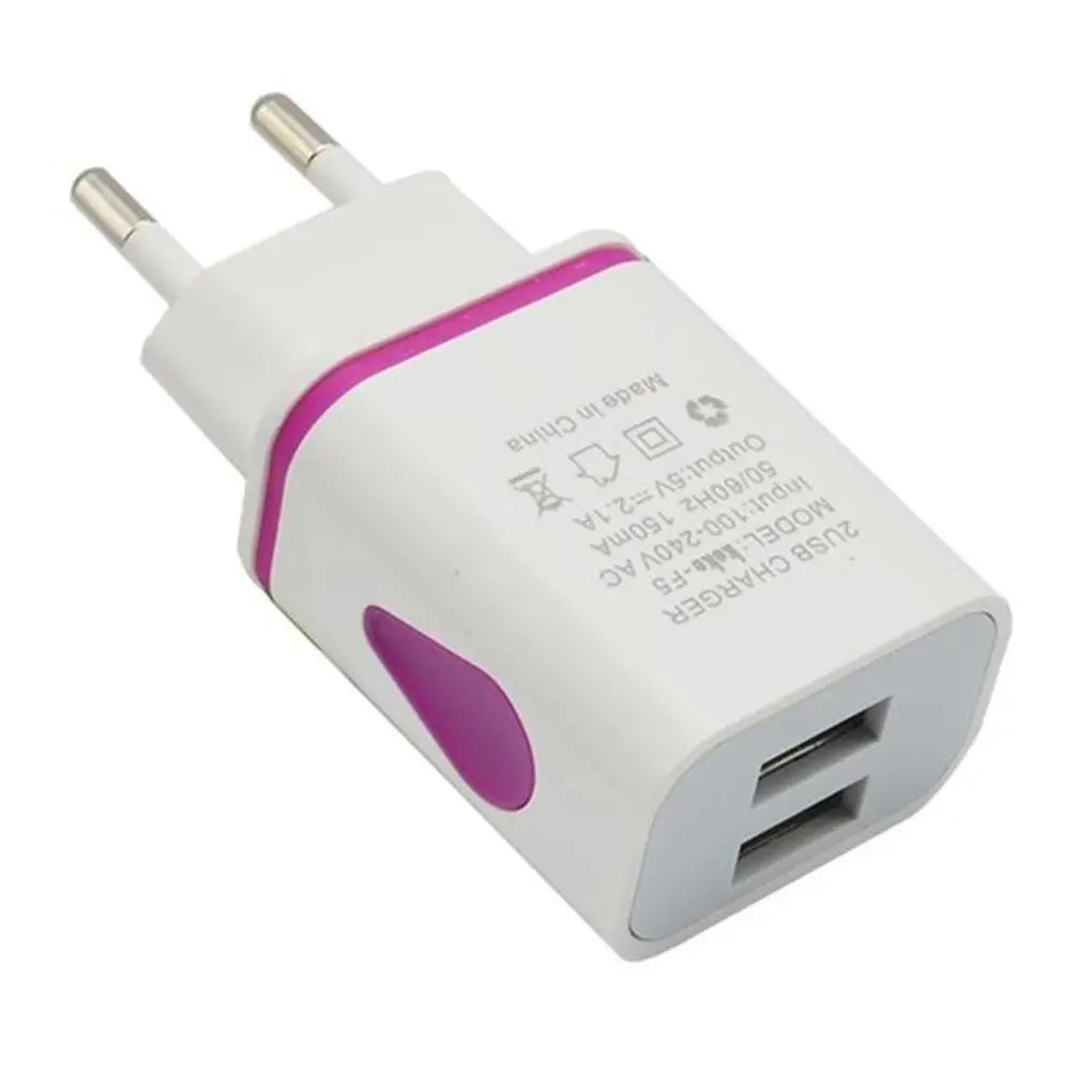 USB Wall Charger for Samsung Xiaomi Dual Port 2A Output Travel Plug Power Adapter Compatible for Phone EU/US Plug