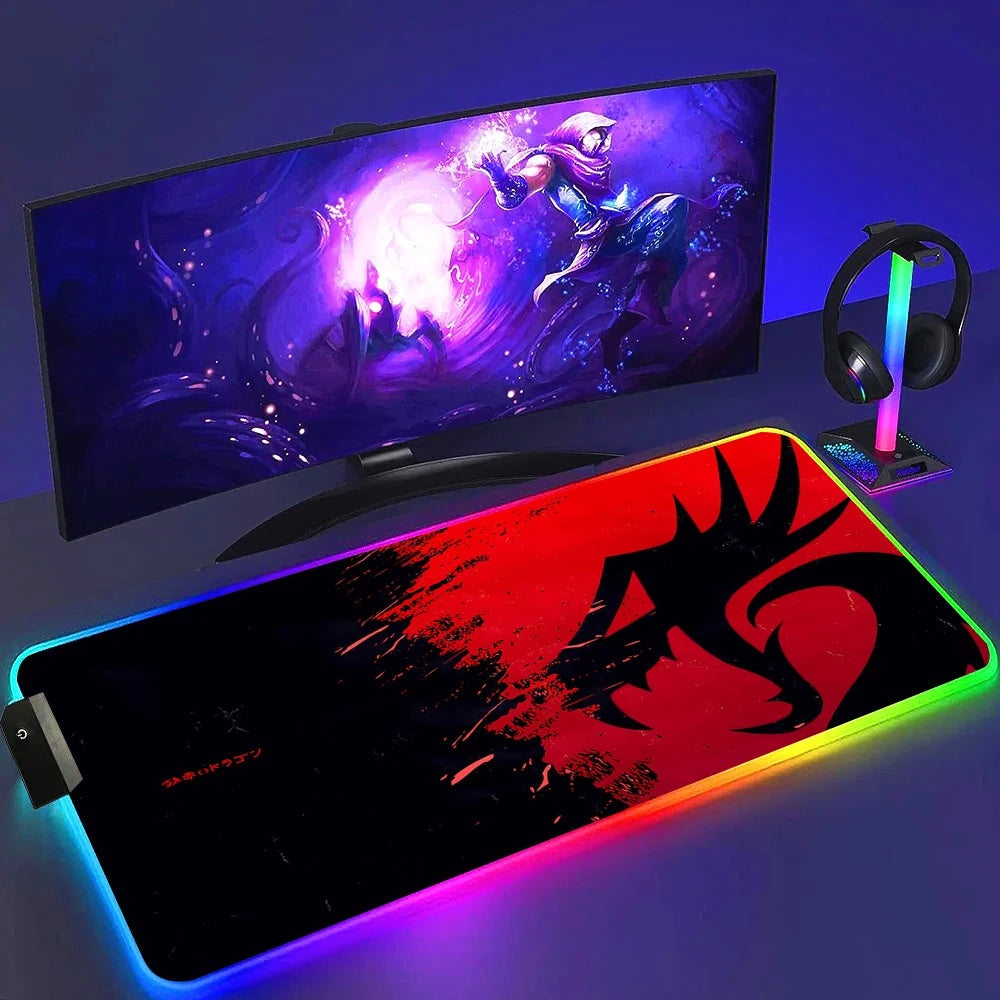 Redragon RGB LED Gaming Mouse Pad Rug Cool Anti-skid Keyboard Mat Computer Desk Accessories Mousepad Luminous Laptop Game Mats