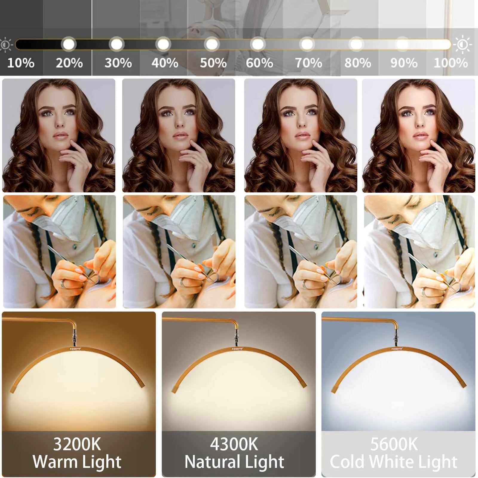 Fosoto Multifunctional Half Moon Lamp Video Ring Lash Light For Beauty Facials Salon Tatoo Live Stream Photography Photo TikTok