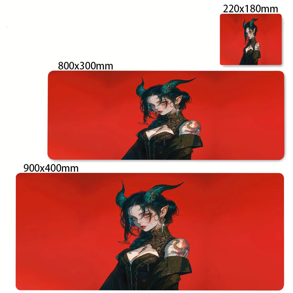 Japanese Style Anime Red Girl Pc Game Mousepad Large Mouse Pad XXL Gamer Mouse Mat Office Table Carpet Gaming Mats 500x1000mm