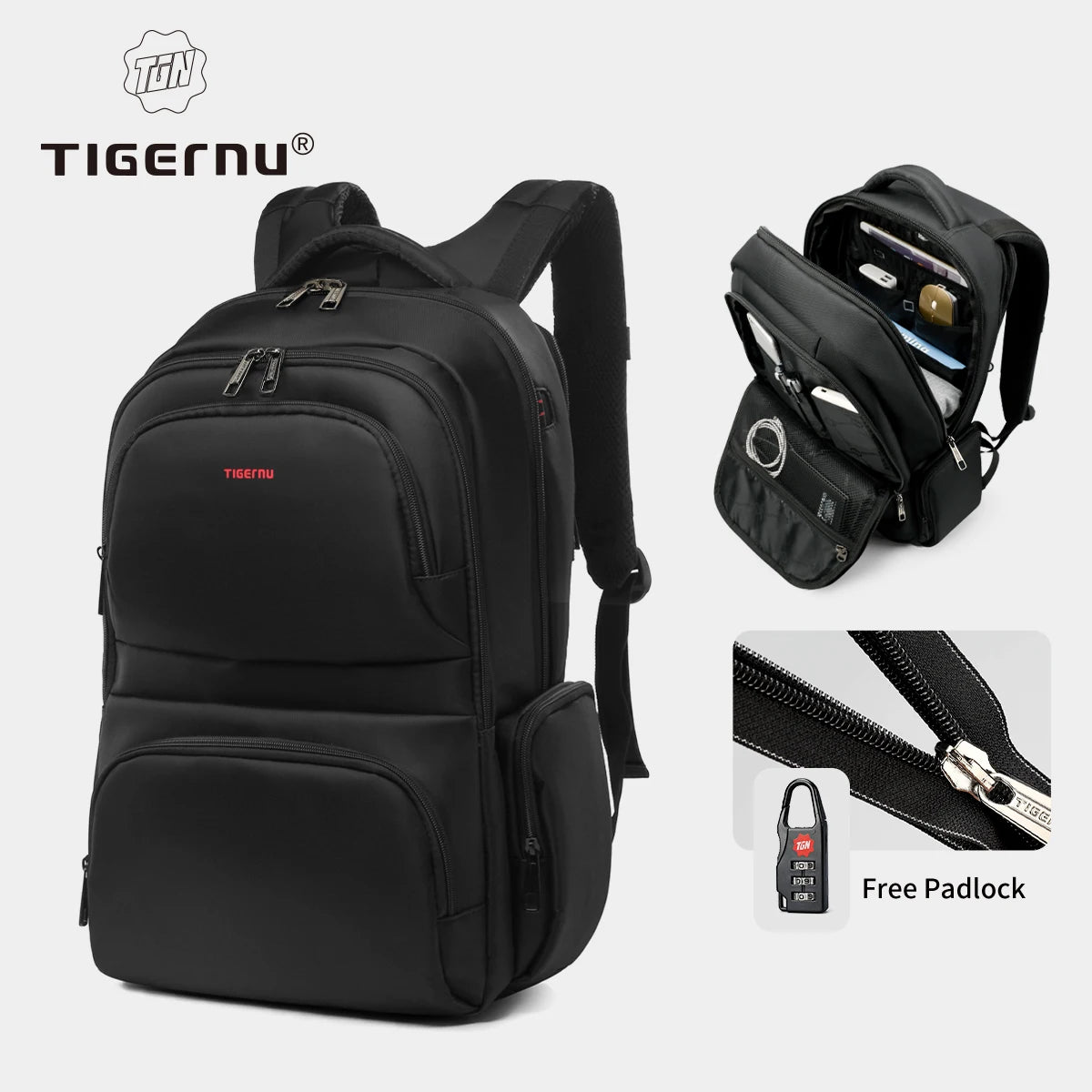 Tigernu Brand Nylon Waterproof Anti theft 15.6