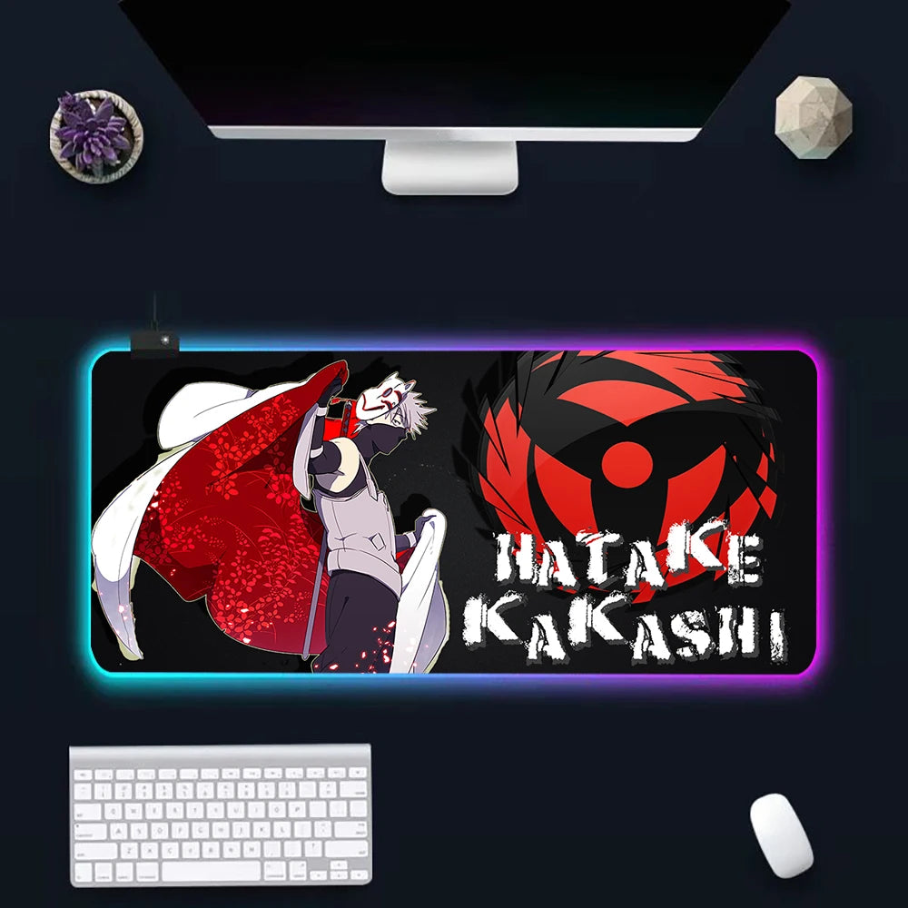 Anime N-narutos RGB Pc Gamer Keyboard Mouse Pad Mousepad LED Glowing Mouse Mats Rubber Gaming Computer Mausepad - WinSupport Tech