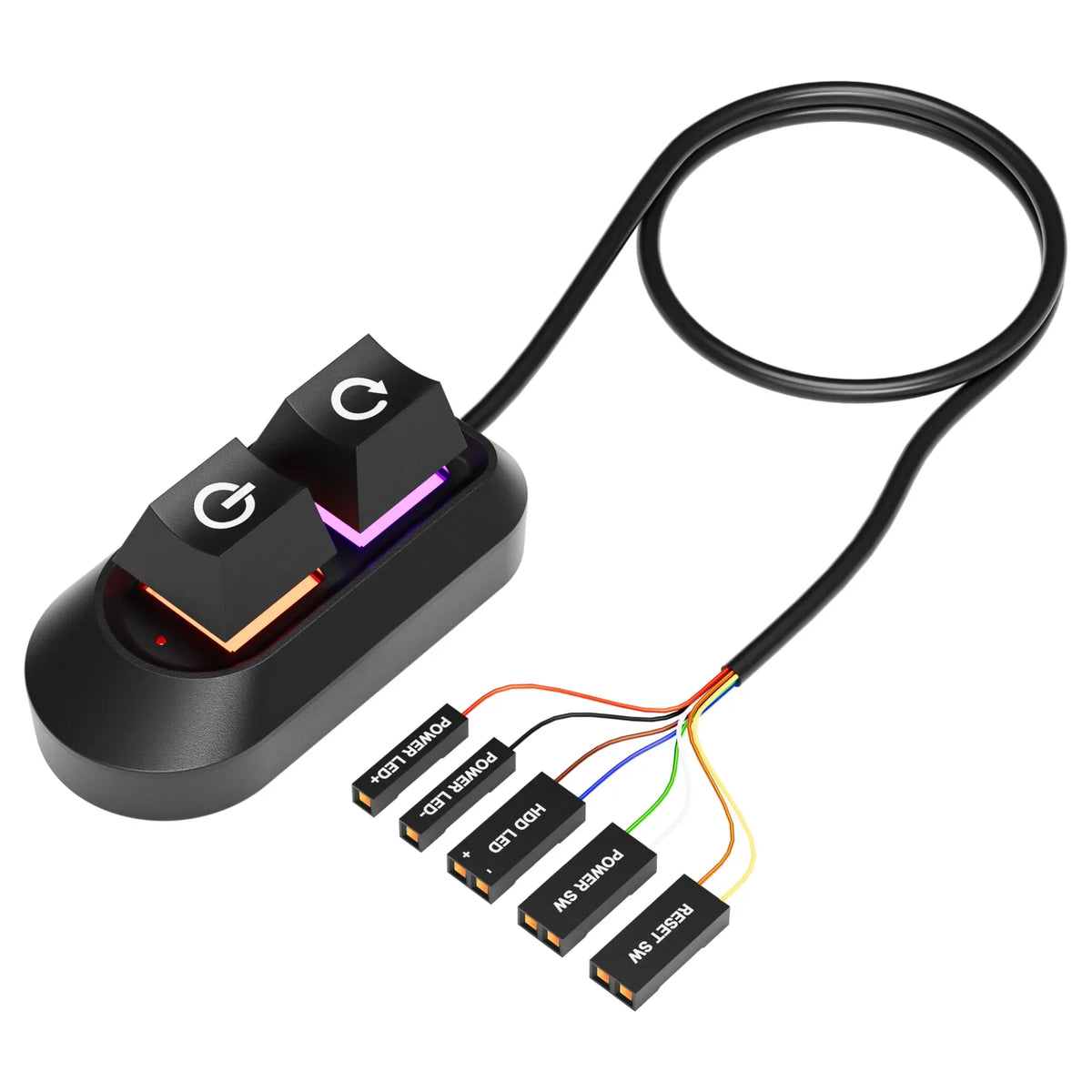 2M RGB LED Lights Computer Desktop Switch PC Motherboard External Start Power On/Off And Reset Button Extension Cable Key Switch