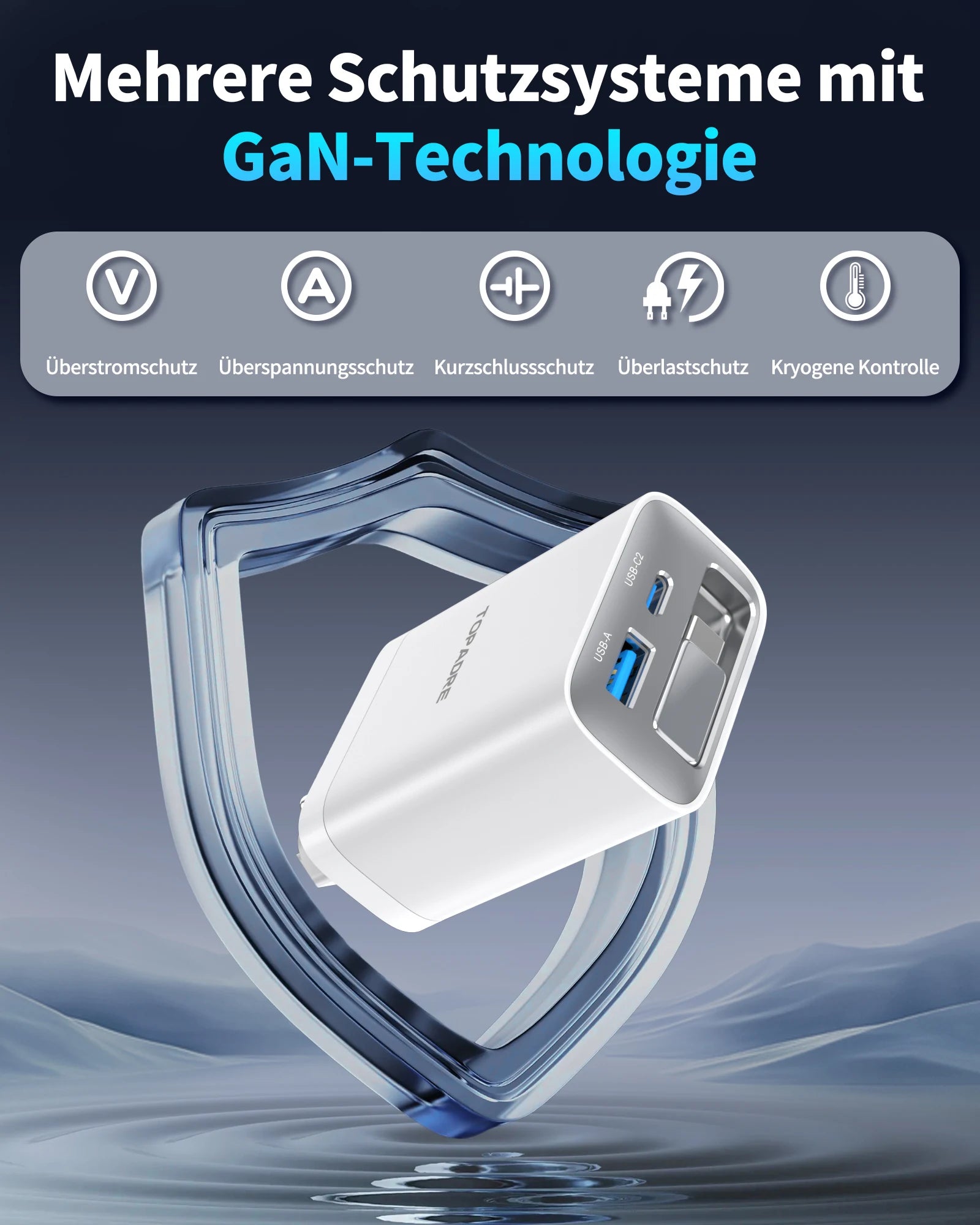 65W GaN PD3.1 Fast Charger With Retractable Cable , 3-Port Type-C + USB-A Travel Adapter For IPhone ,  Laptops, Galaxy Series