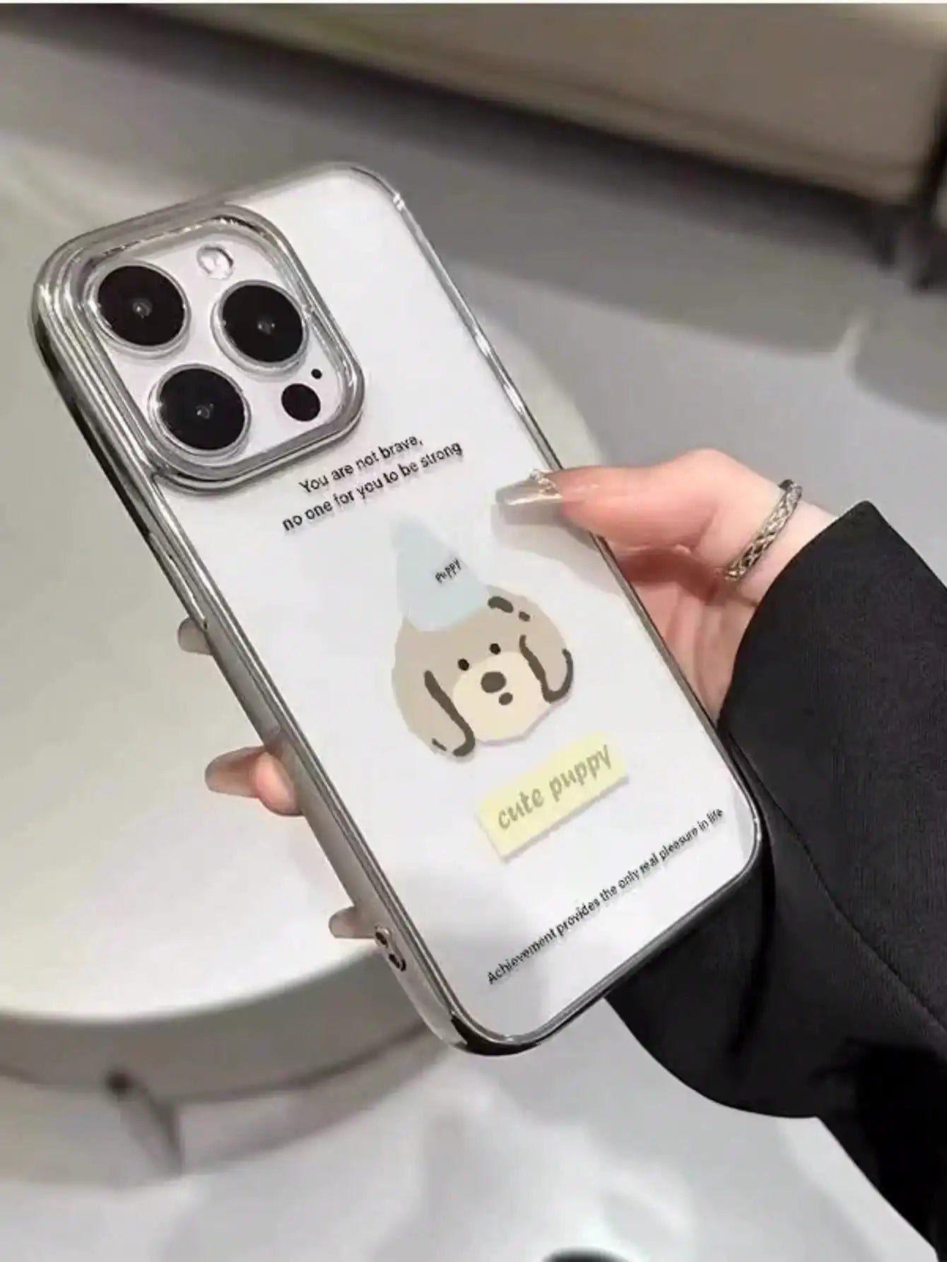 1pc Dog Head Design Phone Case Compatible With IPhone 17 Pro Max, 16 Pro, New 15 Pro, 14, 13, Transparent Electroplated High-End Anti-Fall Full Coverage Phone Case