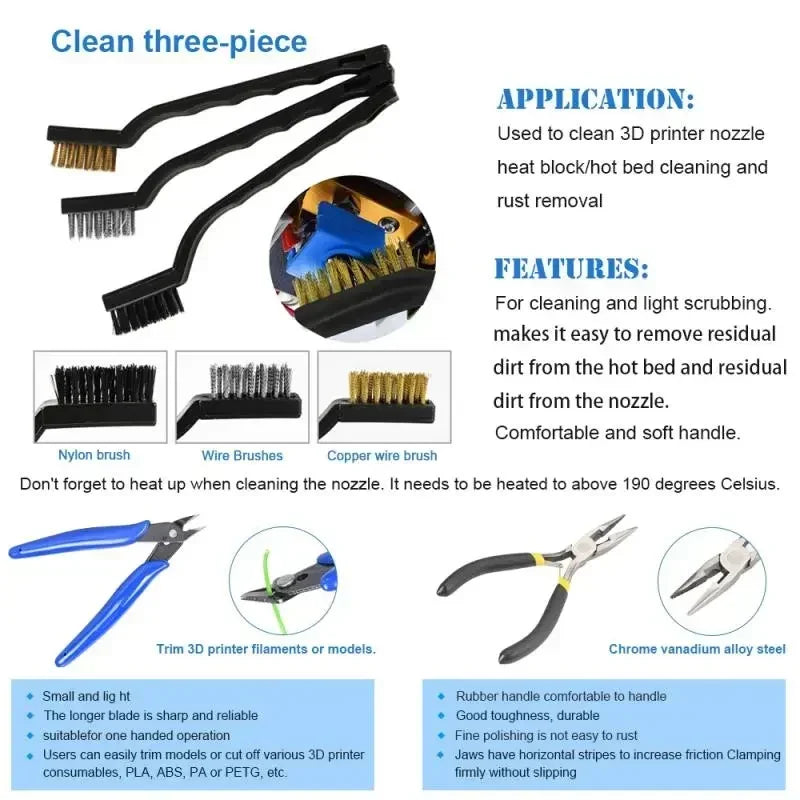 42 Pieces 3D Print Tool Kit Includes Debur Cleaning Removal Tools with Storage Bag 3D Printer Too l Sets for Laptop PC Cleaning