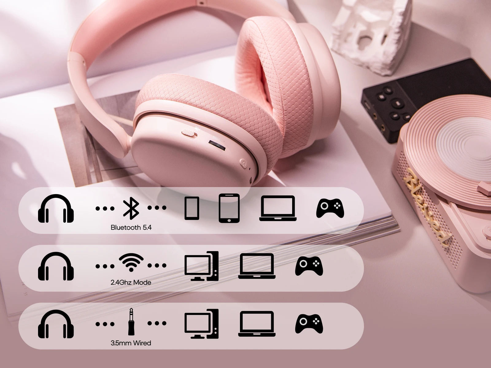 AULA G7 Pro Wired/Bluetooth/2.4GHz Wireless Gaming Headphone Noise-Canceling Microphone with RGB Light for PS4/PS5/PC/Switch