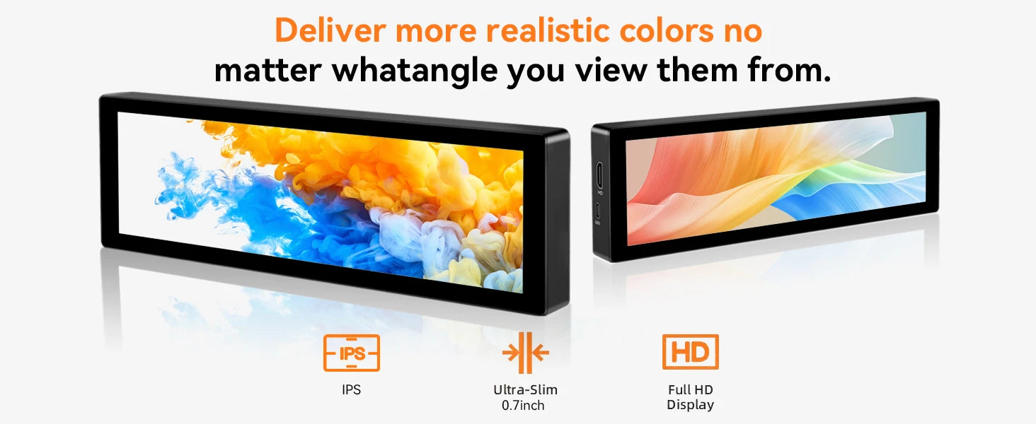 8.8-inch Chassis Secondary Screen 1920*480 Long-shaped LCD Touch Screen with Built-in Stand, AIDA64 Touch Version
