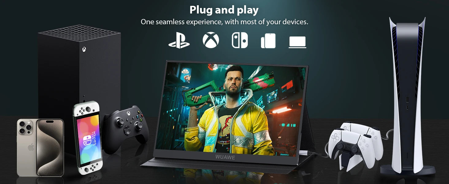 2024 New HDRinch Portable Monitor Laptop, 15.6-inch 1080p72 NTSC 100 sRGB USB C HDMI Travel External Second Computer Screen HDRi