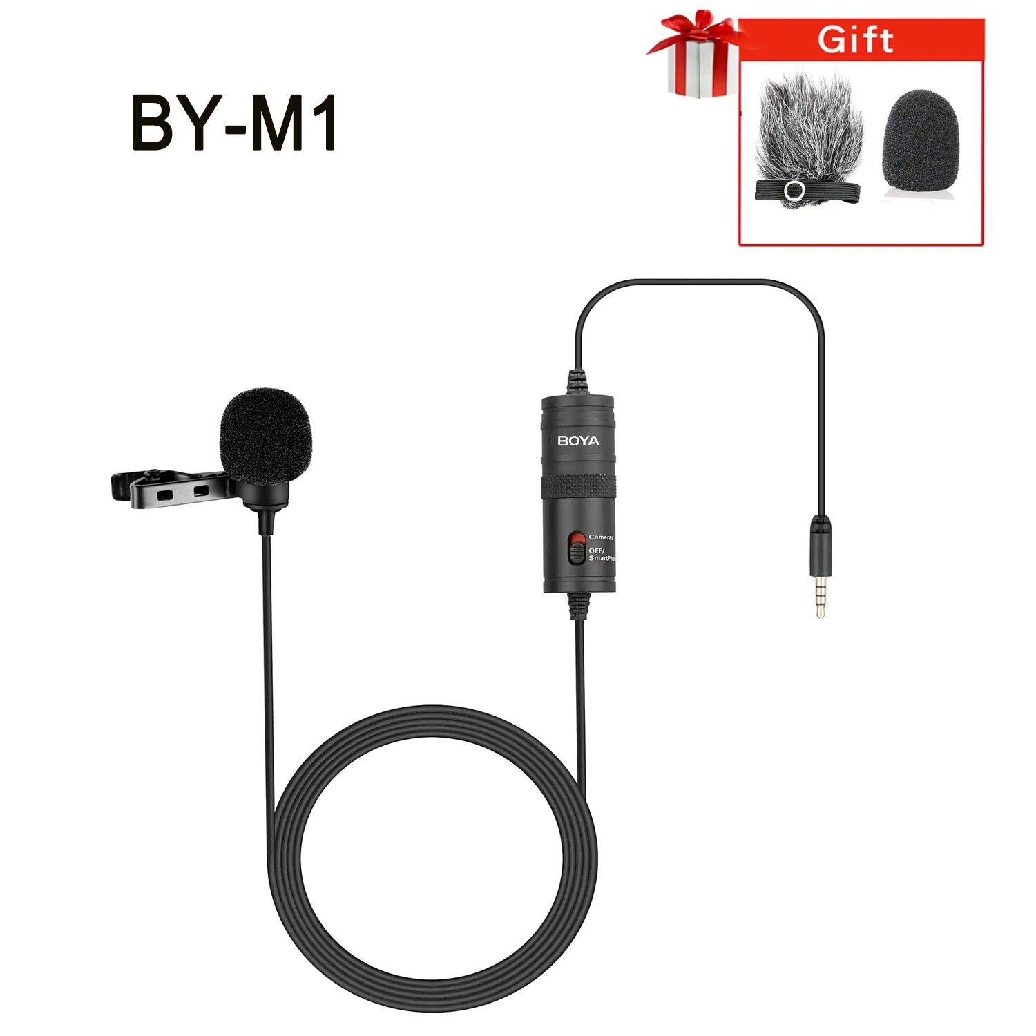 BOYA BY-M1 Condenser Lavalier Lapel Clip-on Microphone 3.5mm TRRS 6M Mic For PC iphone DSLR Camera YouTube Recording Streaming - WinSupport Tech