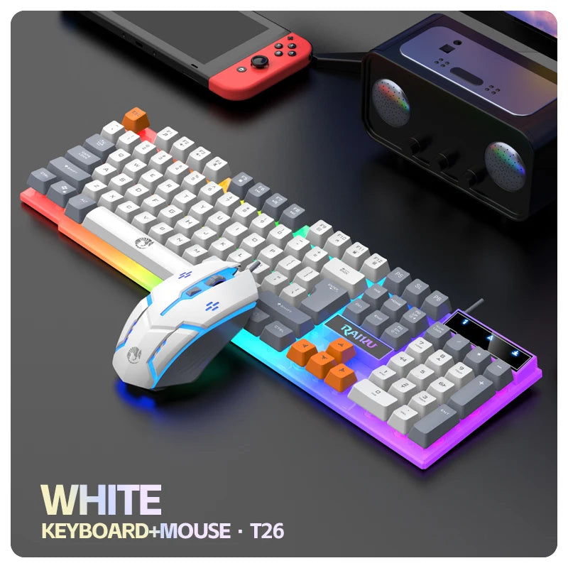 • Keyboard and Mouse with Colorful Light: The Raiku T26 keyboard and mouse set comes with a variety of colorful lights, providin