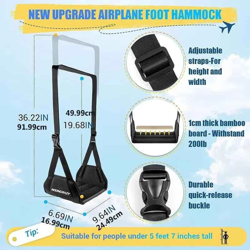 Portable Foot Hammock, Airplane Footrest ,Feet Rest with Adjustable Strap for Office Working, Plane Train Travel, Car