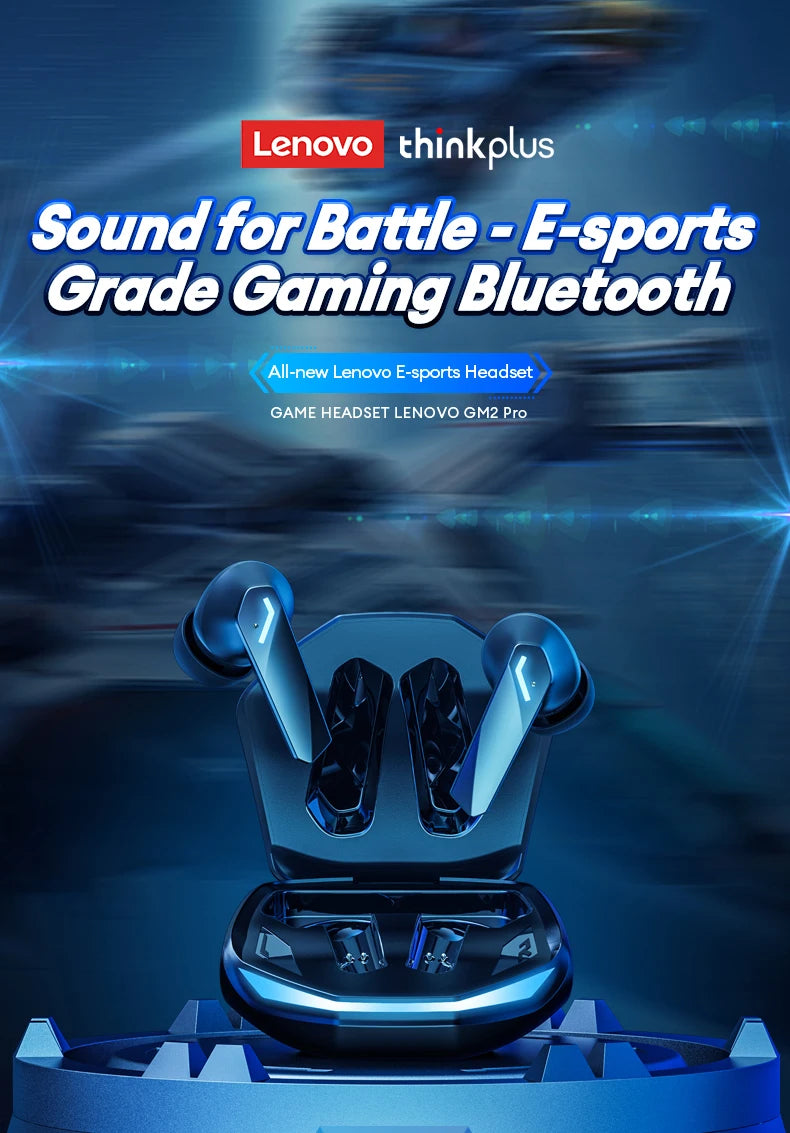 Choice Lenovo GM2 Pro TWS Wireless Bluetooth V5.3 Earphone HD Call Low Latency Headphones Dual Mode Music Gaming Earbuds GM2PRO