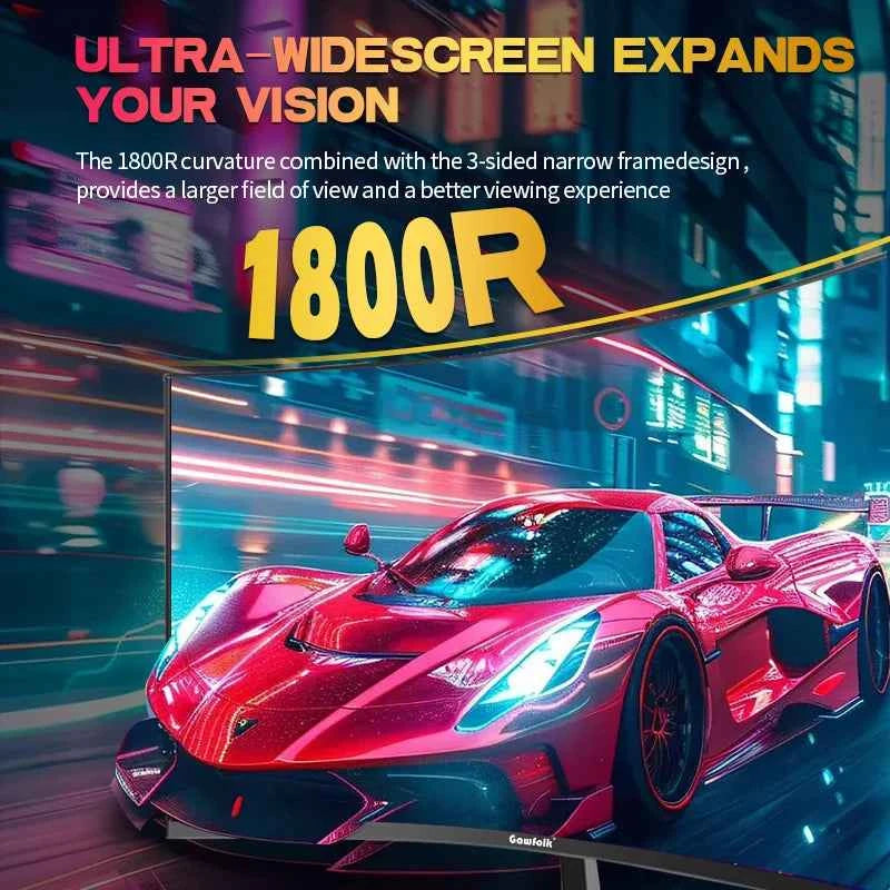 27 inch Curved Gaming Monitor,144Hz/180Hz PC Monitor Full HD 1080P, Frameless 1800R Computer Display with FreeSync DP, HDMI Port