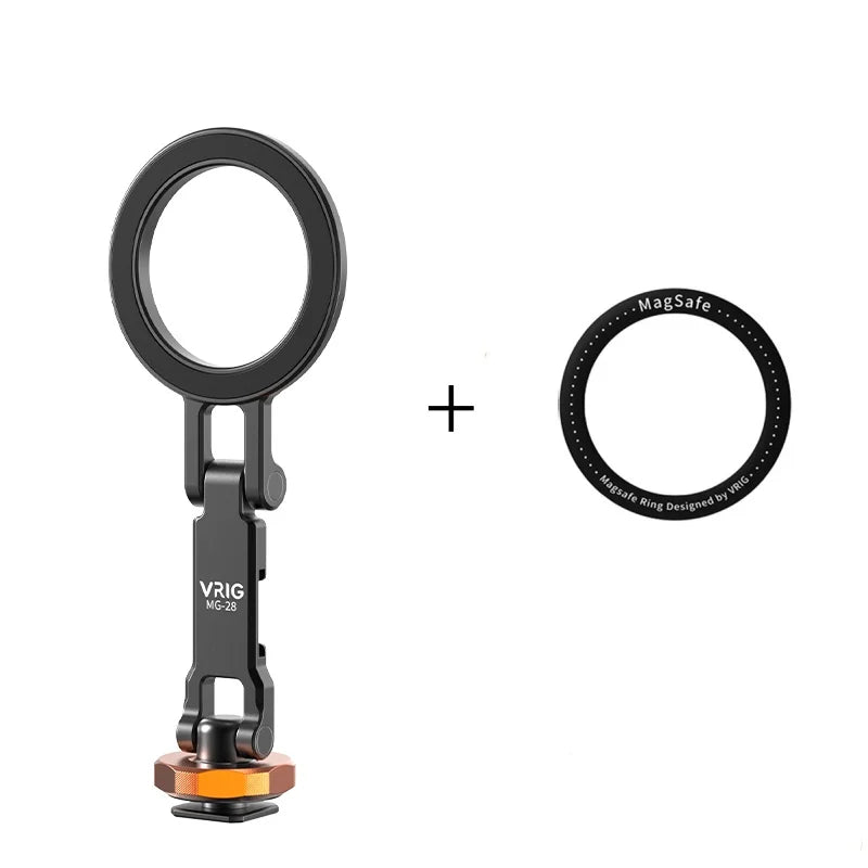 VRIG Magnetic Cold Shoe Mount Phone Holder W 1/4 Phone Tripod Mount for MagSafe iPhone 16 15 14 Samsung Camera Mic Light Monitor