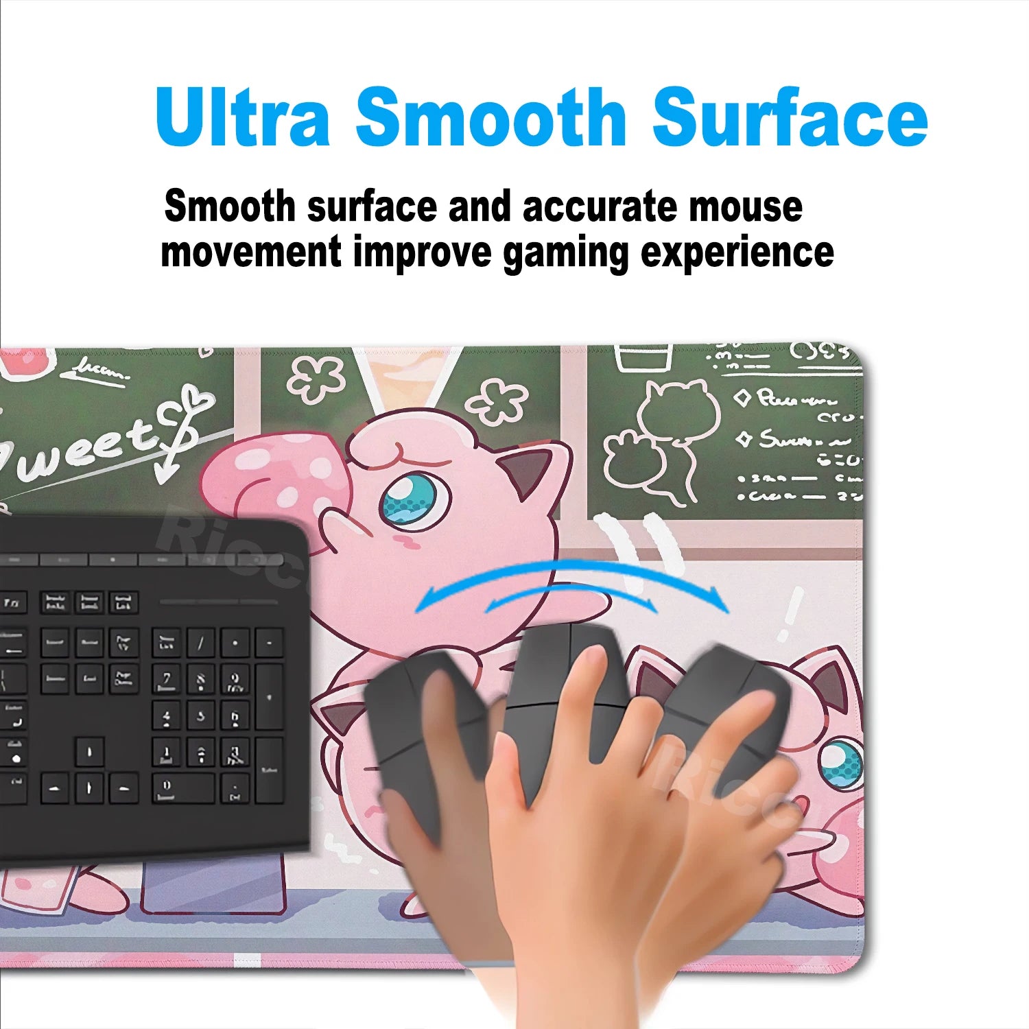 Kawaii Pink Keyboard Pad Clefairy Anime Gamer PC Cabinet Mouse Pad Ppokemon Jigglypuff Mousepad Laptop DeskMat E-Sports Mousemat