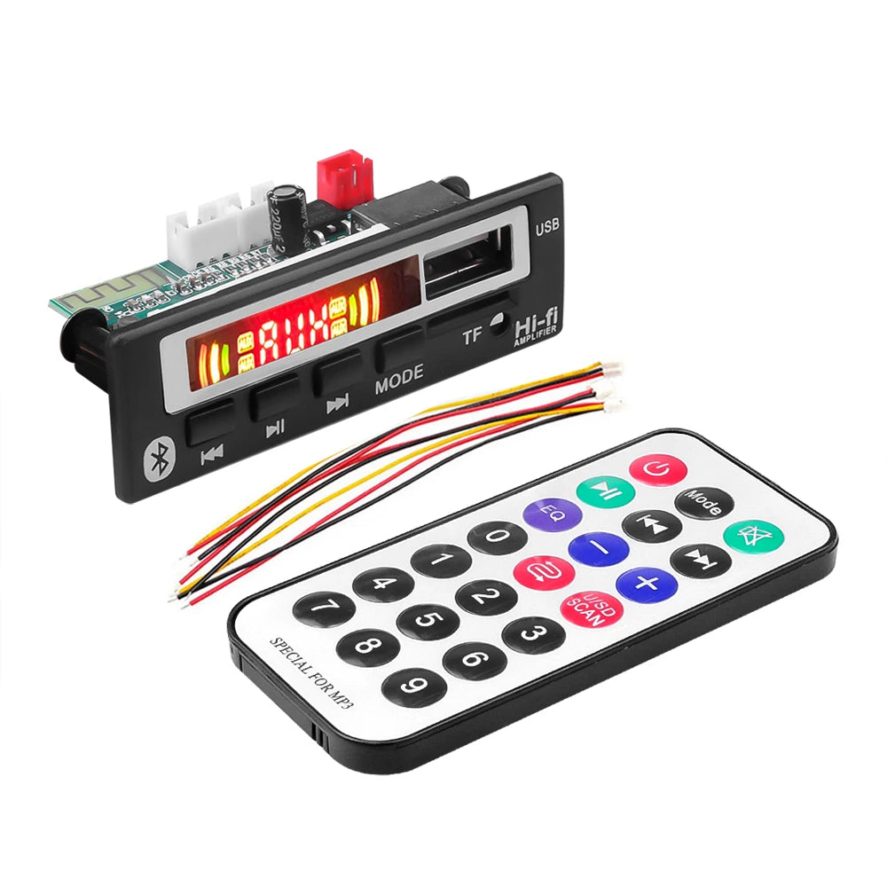 DC 12V MP3 Decoder Board Bluetooth Wireless MP3 Player USB TF FM Radio Module Car Kit For Speaker With Handsfree Voice Record