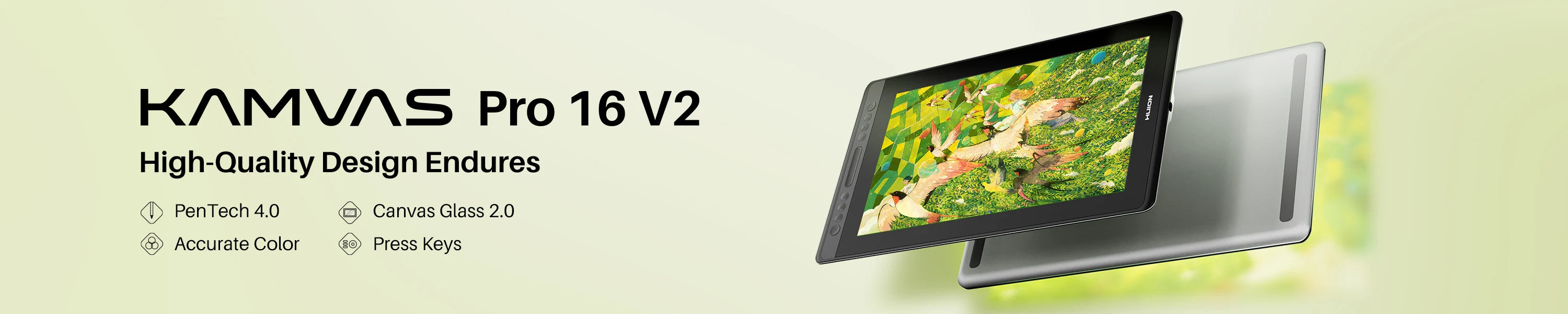 HUION Kamvas Pro 16 Graphics Tablet Display 120%sRGB Drawing Pen Tablet Monitor 8192 Levels Tilt Function Stylus Shortcut Keys