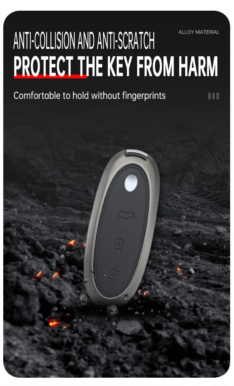 3 Buttons Zinc Alloy + Leather Car Key Case Cover Shell Skin Holder For 2024 Dongfeng NAMMI 01 new Energy Remote Key Protection