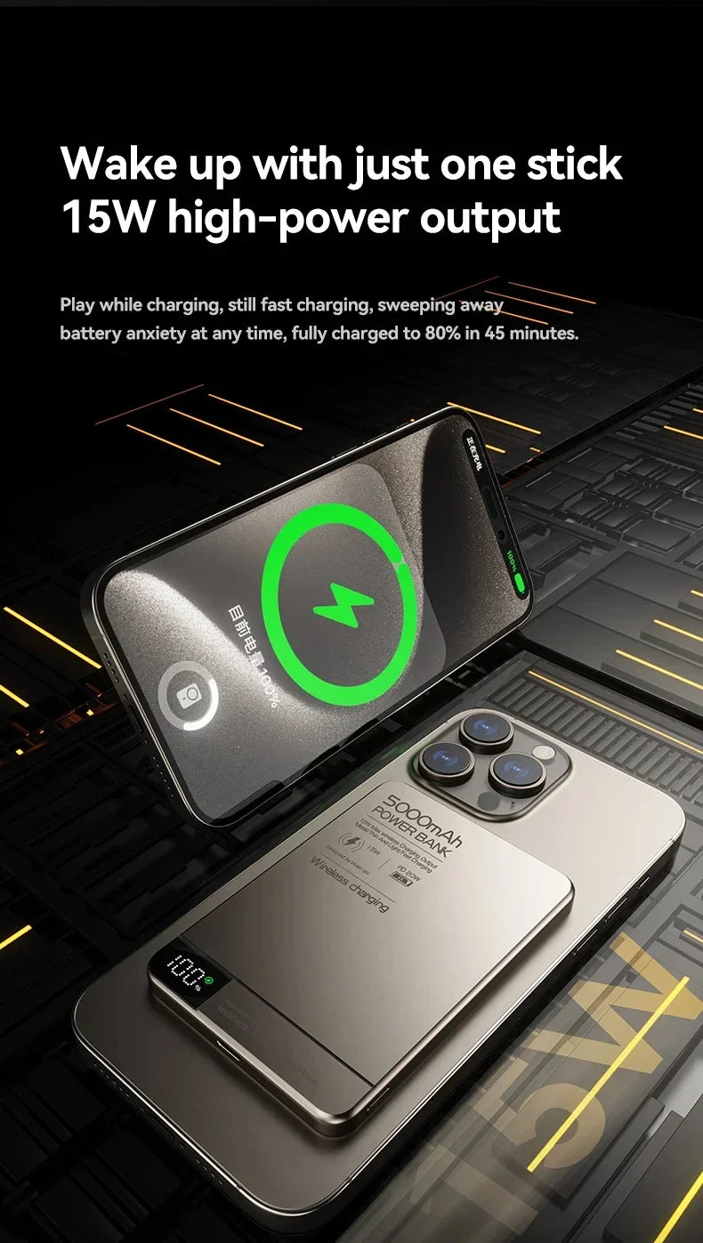 10000mAh Magnetic Power Bank Qi 2 Wireless Charger PD20W Super Fast Charging For MagSafe Powerbank for iPhone Samsung Xiaomi