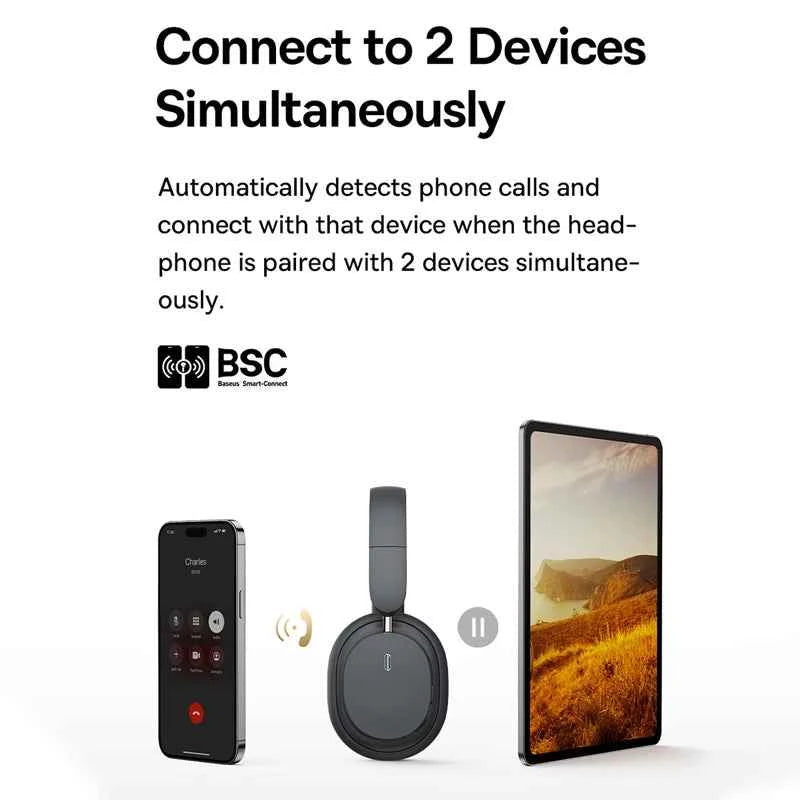 Baseus Bowie D05 Wireless Headphone 3D Spatial Audio Earphone Bluetooth 5.3 Headset 40mm Driver Foldable Over Ear Headphone