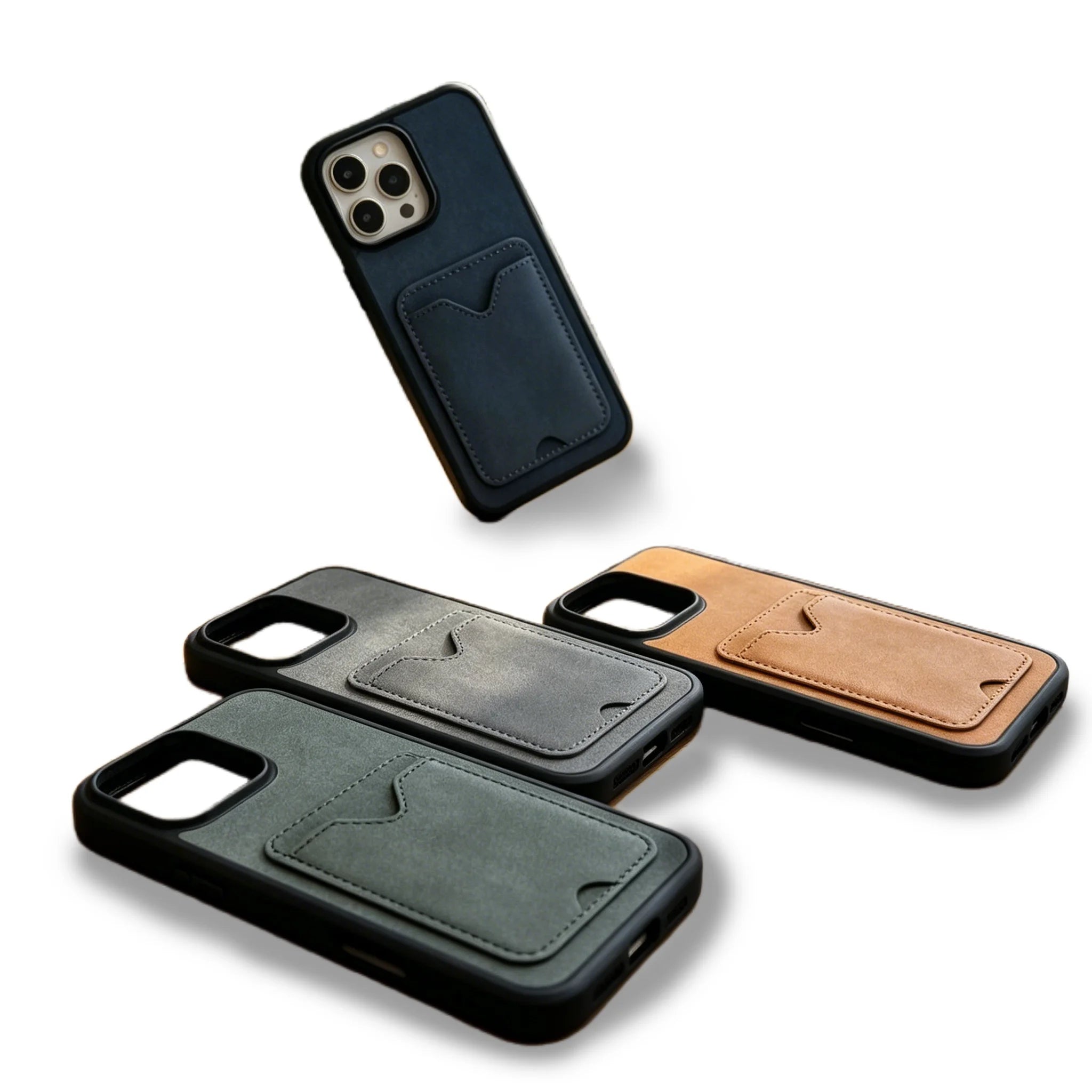 Sheepskin Texture Card Holder Phone Case, Full Wrap Shockproof & Pressure Resistant Protection, Precise Cutouts, Compatible with Multiple iPhone Models