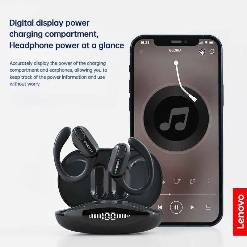 Original Lenovo XT80 Earhooks Sports Bluetooth Wireless Headsets with Mic,LED Power Display,ENC,Hifi Stereo Sound Gaming Headset