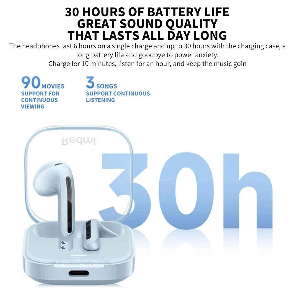 New Redmi Buds 6 Vitality Edition Bluetooth 5.4 Noise Reduction Earphone 30H Battery Life 5 Tuning Modes Wireless Headset